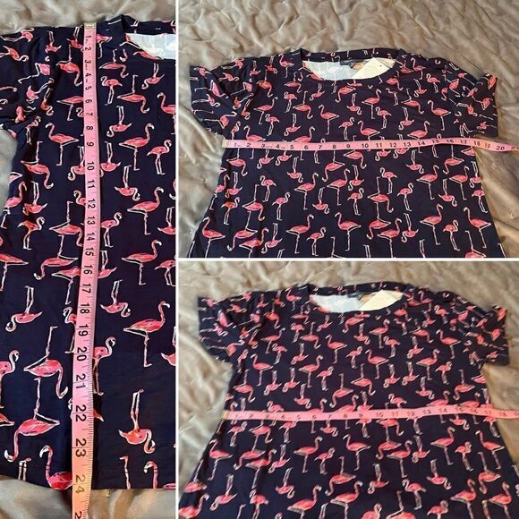 Modcloth Short Sleeve Instant Fit Relaxed Fit Tshirt Flaming Print Navy S NWT - Picture 6 of 7